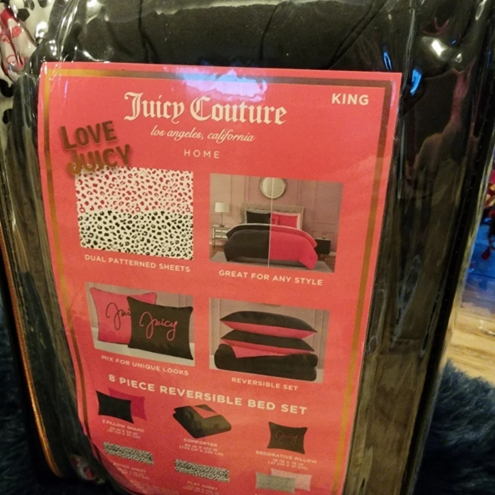 Juicy Couture Reversible 8 Piece King Size Designer Bed Set new